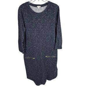 Gap Women's Jersey-Knit 3/4-Sleeve Shirttail Zip-Pocket Dress Heathered Gray Siz